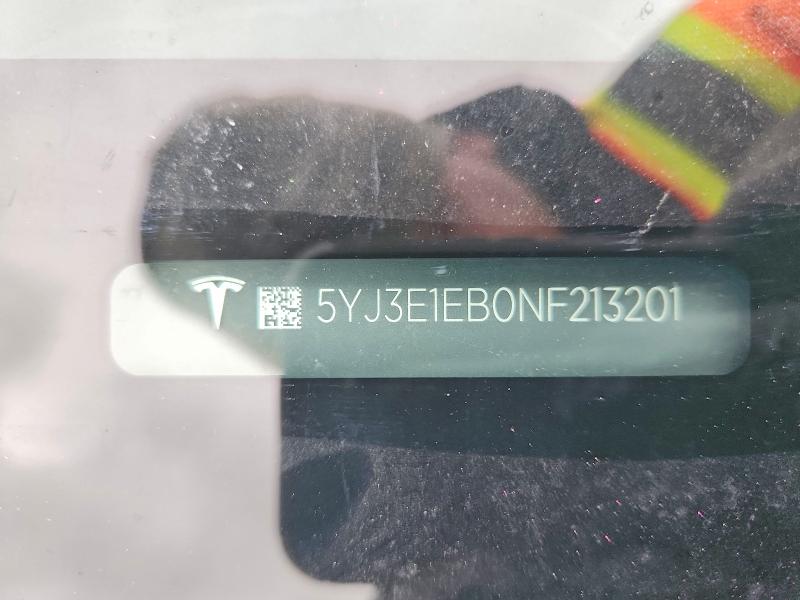 77925435 :رقم المزاد ، 5YJ3E1EB0NF213201 vin ، 2022 Tesla Model 3 مزاد بيع