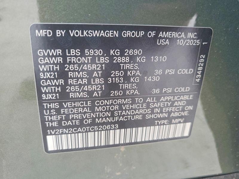 Продажа на аукционе авто 2026 Volkswagen Atlas, vin: 1V2FN2CA0TC520633, номер лота: 77001995