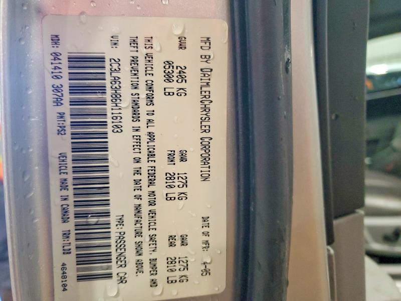 78068495 :رقم المزاد ، 2C3LA63H86H116103 vin ، 2006 Chrysler 300c مزاد بيع
