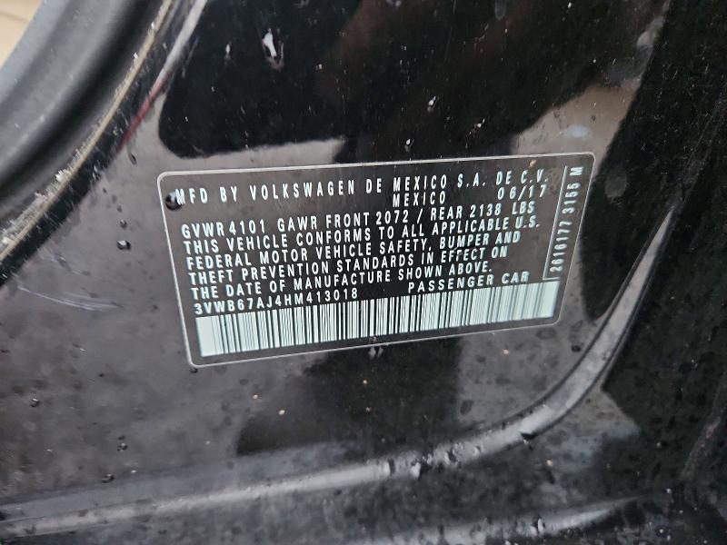 2017 Volkswagen Jetta მანქანა იყიდება აუქციონზე, vin: 3VWB67AJ4HM413018, აუქციონის ნომერი: 78482945