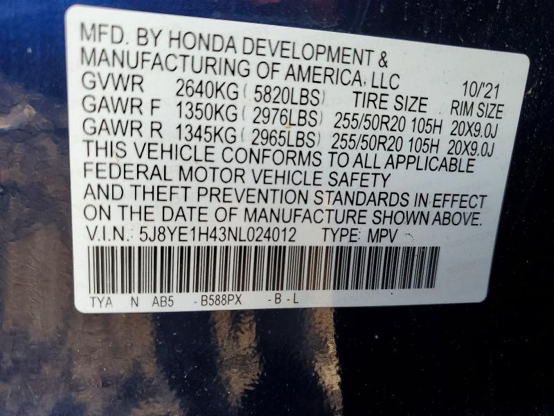 Aukcja sprzedaży 2022 Acura Mdx, vin: 5J8YE1H43NL024012, numer aukcji: 77993455
