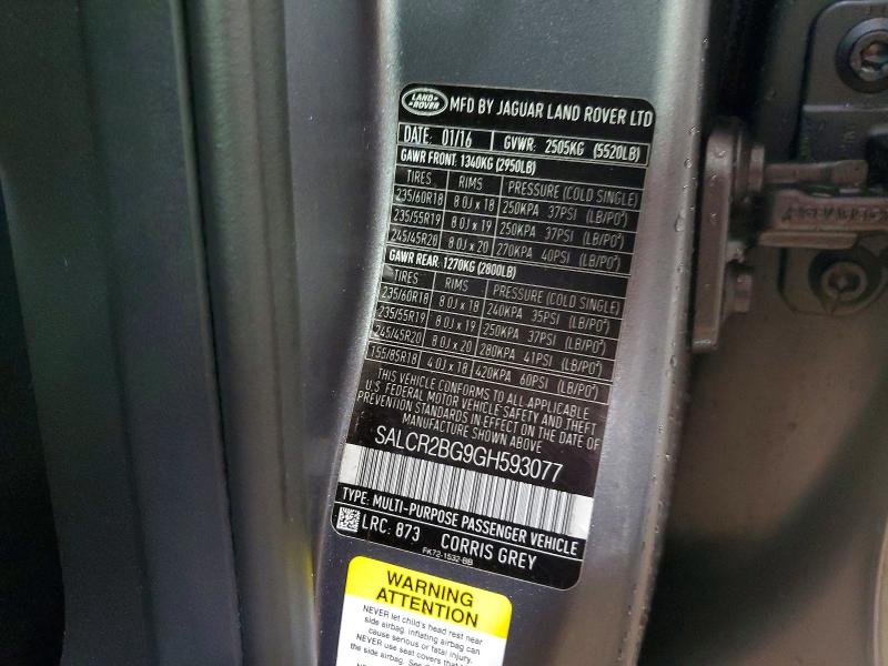 Продаж на аукціоні авто 2016 Land Rover Discovery Sport, vin: SALCR2BG9GH593077, номер лоту: 76462395
