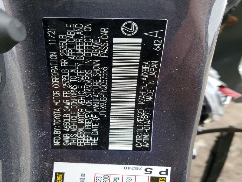 78916405 :رقم المزاد ، JTHX9JBH1N2057556 vin ، 2022 Lexus Ux 250h مزاد بيع