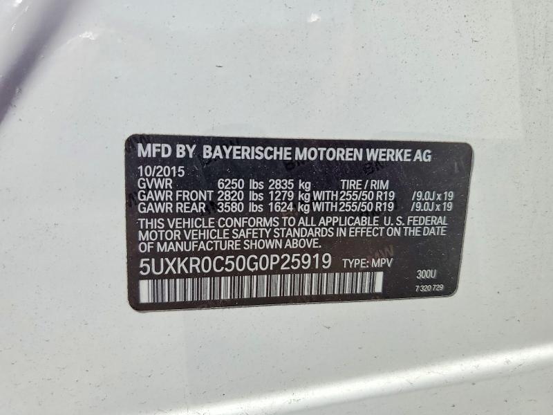 78743125 :رقم المزاد ، 5UXKR0C50G0P25919 vin ، 2016 Bmw X5 مزاد بيع