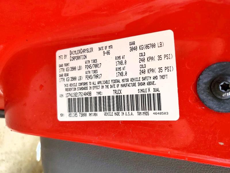77665225 :رقم المزاد ، 1D7HU18217S140498 vin ، 2007 Dodge Ram 1500 مزاد بيع