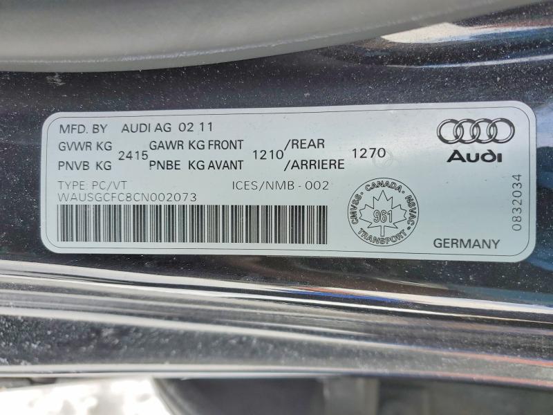 76721745 :رقم المزاد ، WAUSGCFC8CN002073 vin ، 2012 Audi A7 مزاد بيع