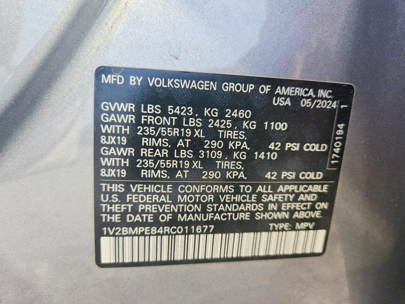 76872765 :رقم المزاد ، 1V2BMPE84RC011677 vin ، 2024 Volkswagen Id.4 مزاد بيع