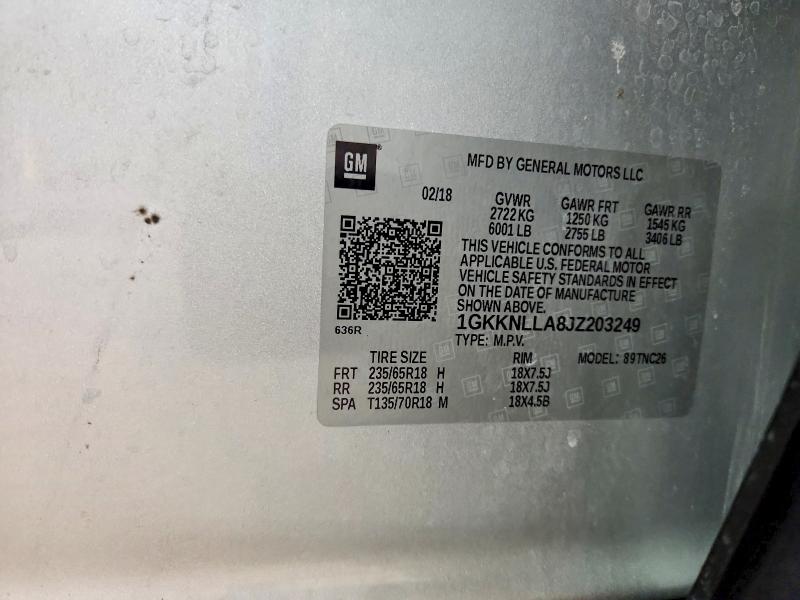 Продажа на аукционе авто 2018 Gmc Acadia, vin: 1GKKNLLA8JZ203249, номер лота: 75766105