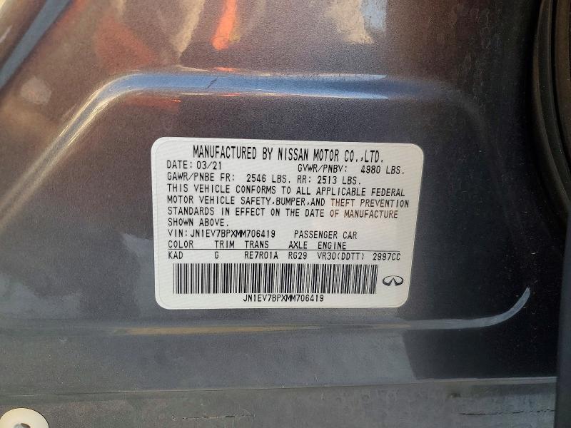 Aukcja sprzedaży 2021 Infiniti Q50, vin: JN1EV7BPXMM706419, numer aukcji: 76274125