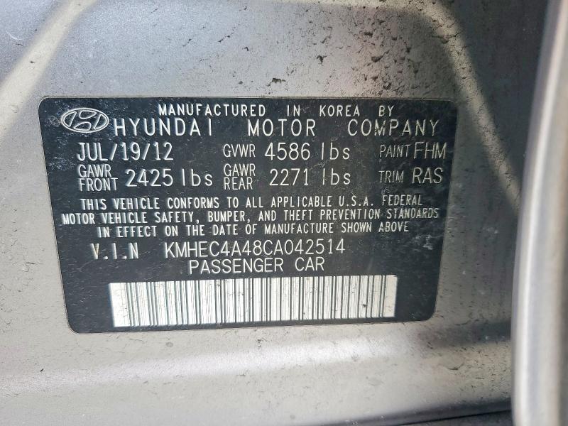 Продажа на аукционе авто 2012 Hyundai Sonata Hybrid, vin: KMHEC4A48CA042514, номер лота: 79212765