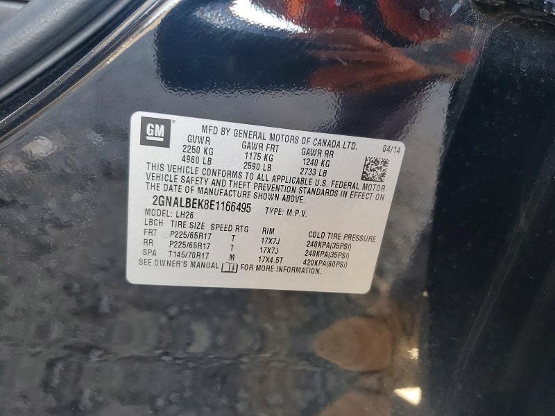 Aukcja sprzedaży 2014 Chevrolet Equinox Lt, vin: 2GNALBEK8E1166495, numer aukcji: 76213985