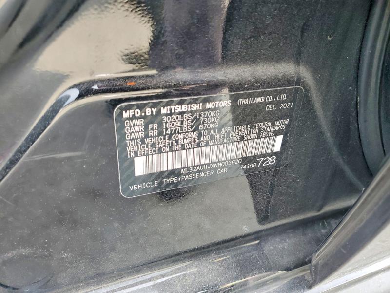 Продаж на аукціоні авто 2022 Mitsubishi Mirage, vin: ML32AUHJXNH003820, номер лоту: 77013965