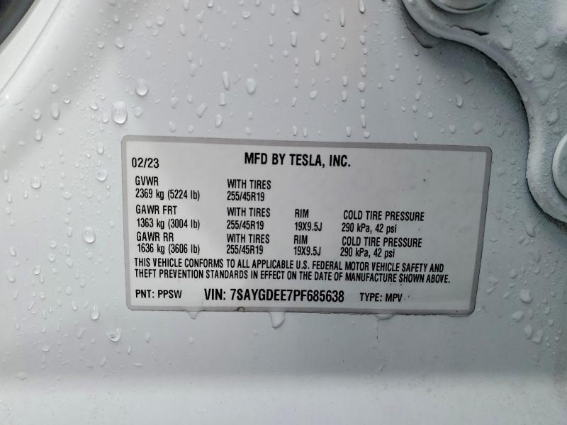 Продажа на аукционе авто 2023 Tesla Model Y, vin: 7SAYGDEE7PF685638, номер лота: 78109215