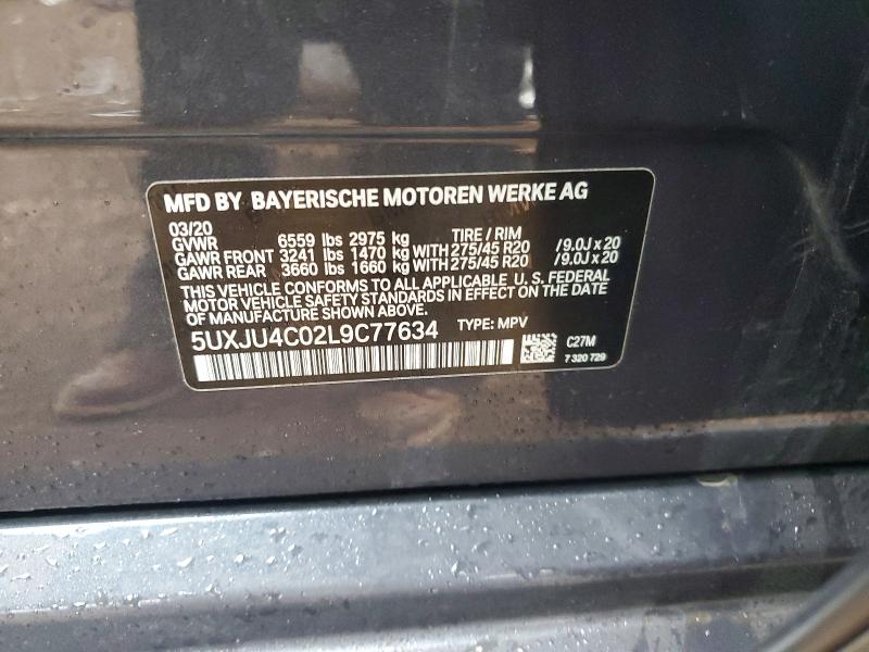 Aukcja sprzedaży 2020 Bmw X5, vin: 5UXJU4C02L9C77634, numer aukcji: 77703375
