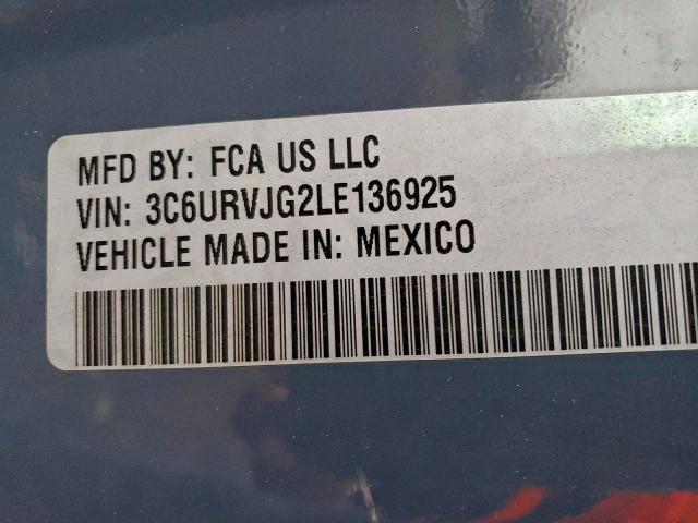 76058295 :رقم المزاد ، 3C6URVJG2LE136925 vin ، 2020 Ram Promaster مزاد بيع