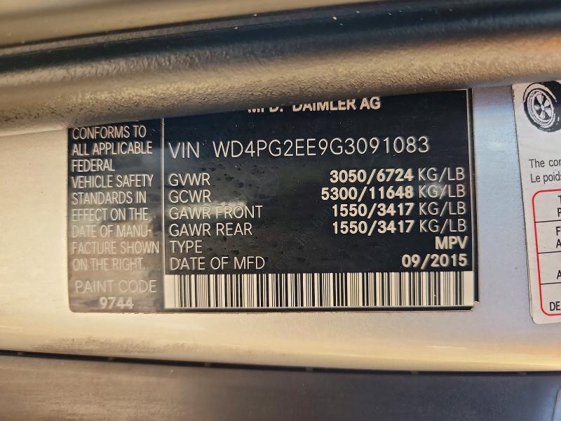 Продажа на аукционе авто 2016 Mercedes-benz Metris, vin: WD4PG2EE9G3091083, номер лота: 79075855