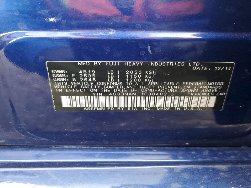 Aukcja sprzedaży 2015 Subaru Legacy, vin: 4S3BNAN61F3040236, numer aukcji: 76461665