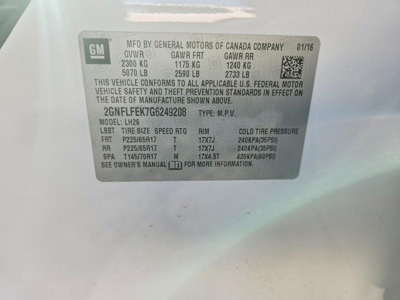 Aukcja sprzedaży 2016 Chevrolet Equinox, vin: 2GNFLFEK7G6249208, numer aukcji: 75583895