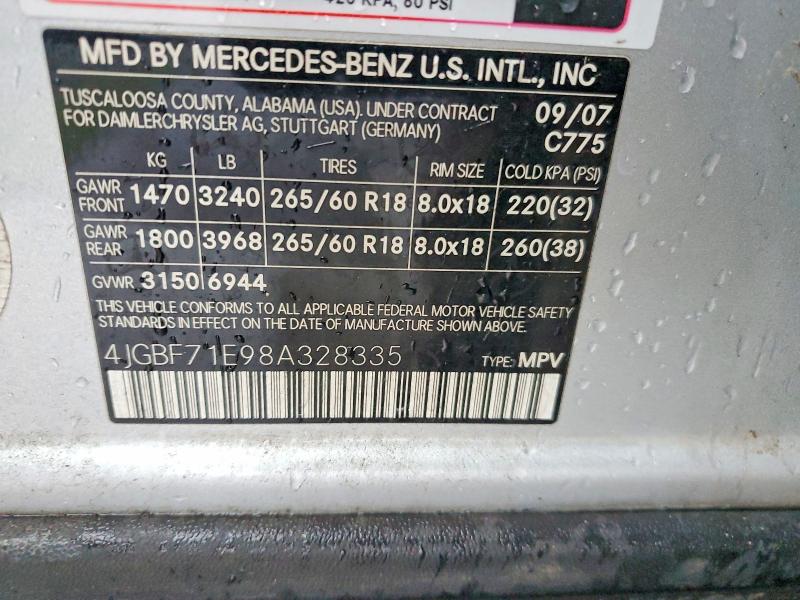 Aukcja sprzedaży 2008 Mercedes-benz Gl, vin: 4JGBF71E98A328335, numer aukcji: 77327295