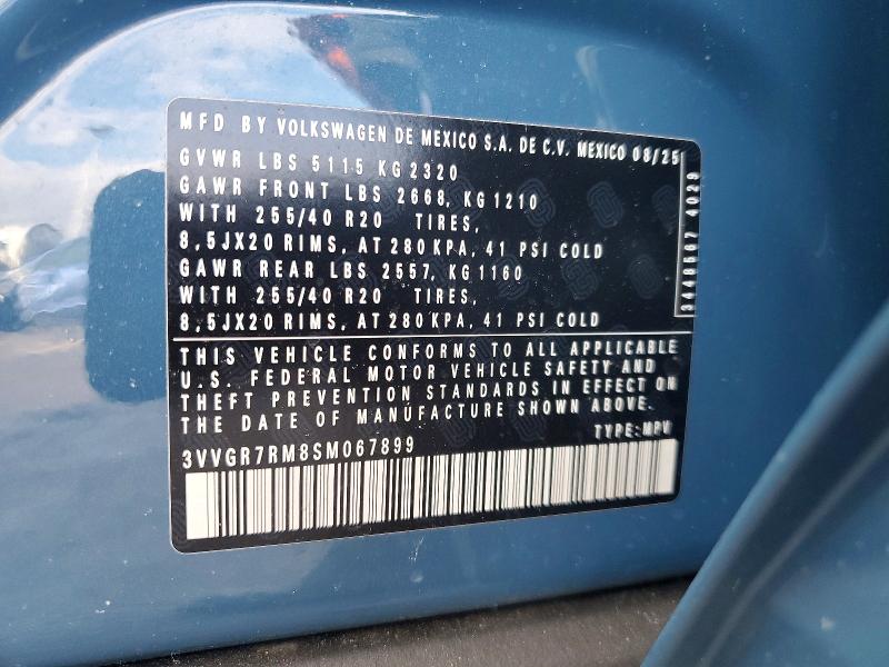 Aukcja sprzedaży 2025 Volkswagen Tiguan, vin: 3VVGR7RM8SM067899, numer aukcji: 78500535