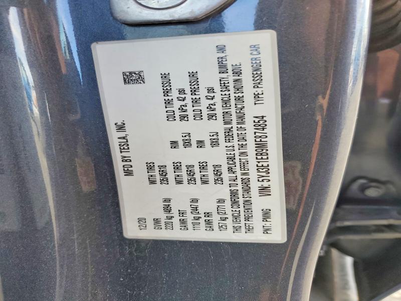 Aukcja sprzedaży 2021 Tesla Model 3, vin: 5YJ3E1EB9MF874854, numer aukcji: 78099305
