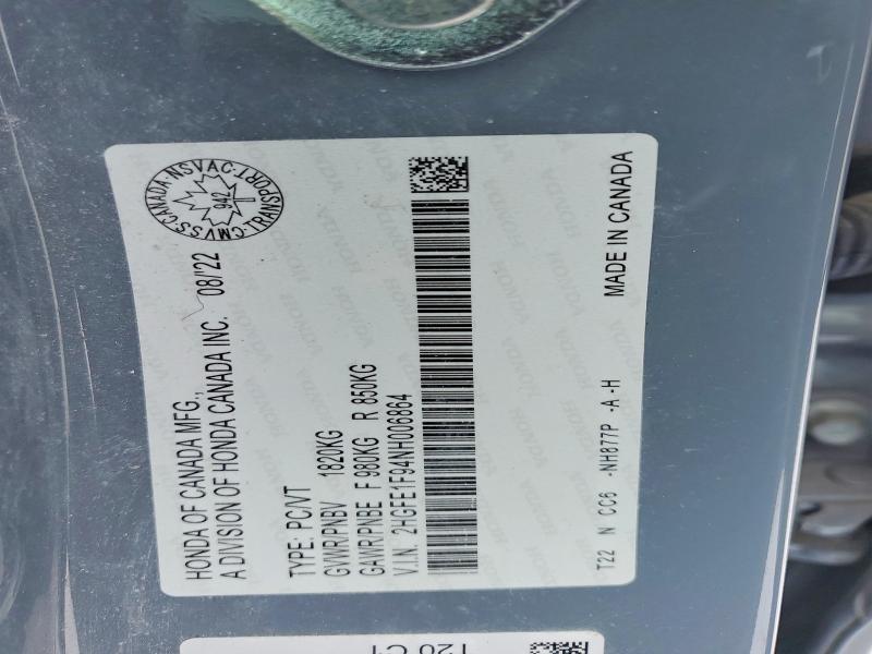 Aukcja sprzedaży 2022 Honda Civic, vin: 2HGFE1F94NH006864, numer aukcji: 75958105