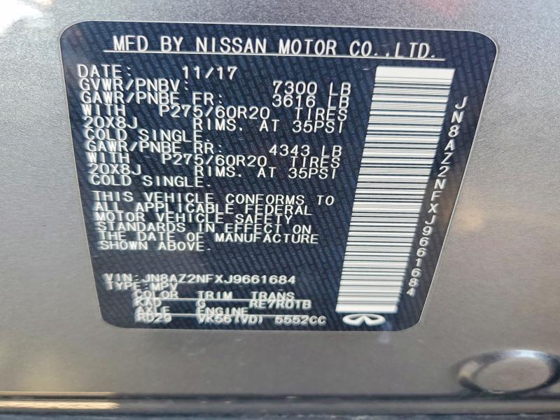Aukcja sprzedaży 2018 Infiniti Qx80, vin: JN8AZ2NFXJ9661684, numer aukcji: 77558865