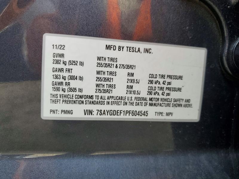 2023 Tesla Model Y მანქანა იყიდება აუქციონზე, vin: 7SAYGDEF1PF604545, აუქციონის ნომერი: 78730015