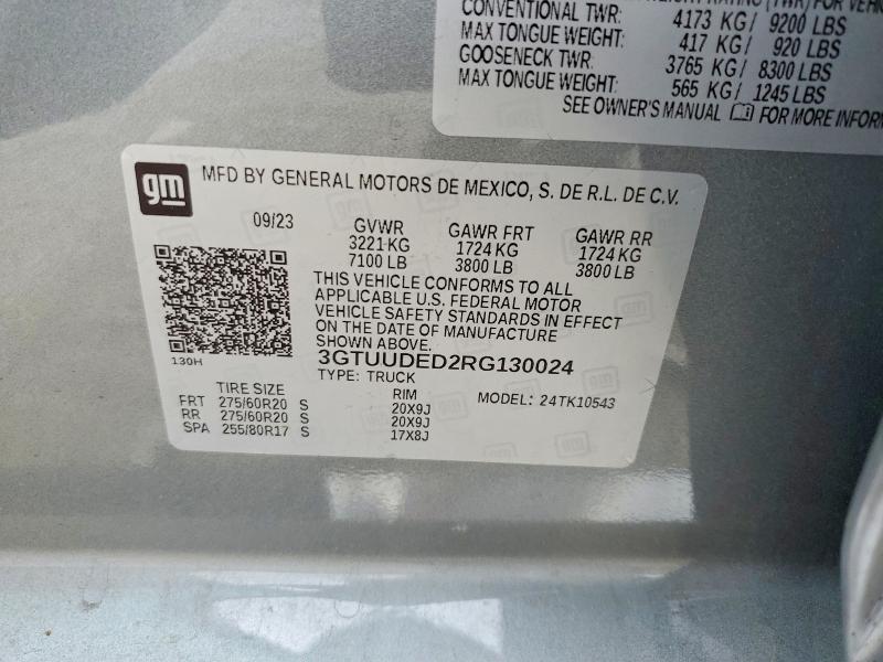 Aukcja sprzedaży 2024 Gmc Sierra, vin: 3GTUUDED2RG130024, numer aukcji: 76053965