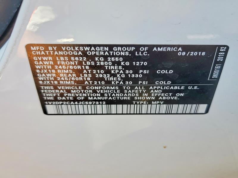 Продажа на аукционе авто 2018 Volkswagen Atlas, vin: 1V2DP2CA4JC597312, номер лота: 78452045