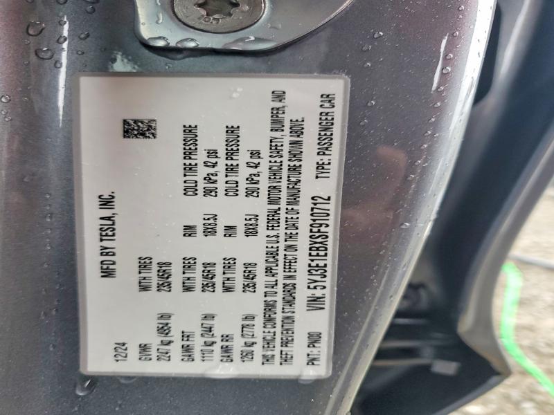 76875305 :رقم المزاد ، 5YJ3E1EBXSF910712 vin ، 2025 Tesla Model 3 مزاد بيع