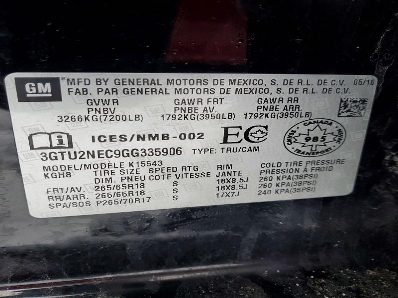 Aukcja sprzedaży 2016 Gmc Sierra, vin: 3GTU2NEC9GG335906, numer aukcji: 77535685