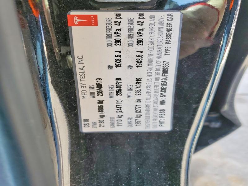 Auction sale of the 2018 Tesla Model 3, vin: 5YJ3E1EA9JF009367, lot number: 76857695