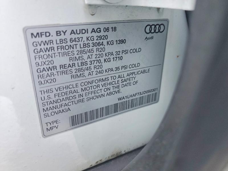 Продаж на аукціоні авто 2018 Audi Q7, vin: WA1LHAF73JD050301, номер лоту: 76117505