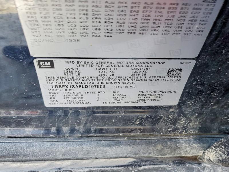 2020 Buick Envision მანქანა იყიდება აუქციონზე, vin: LRBFX1SA8LD197609, აუქციონის ნომერი: 76435475