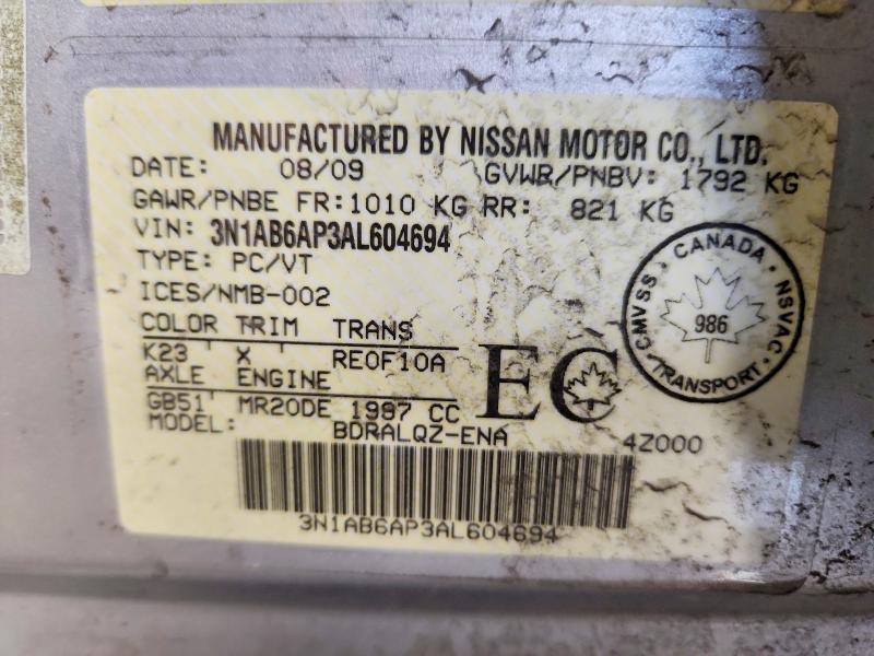 Aukcja sprzedaży 2010 Nissan Sentra, vin: 3N1AB6AP3AL604694, numer aukcji: 77550785