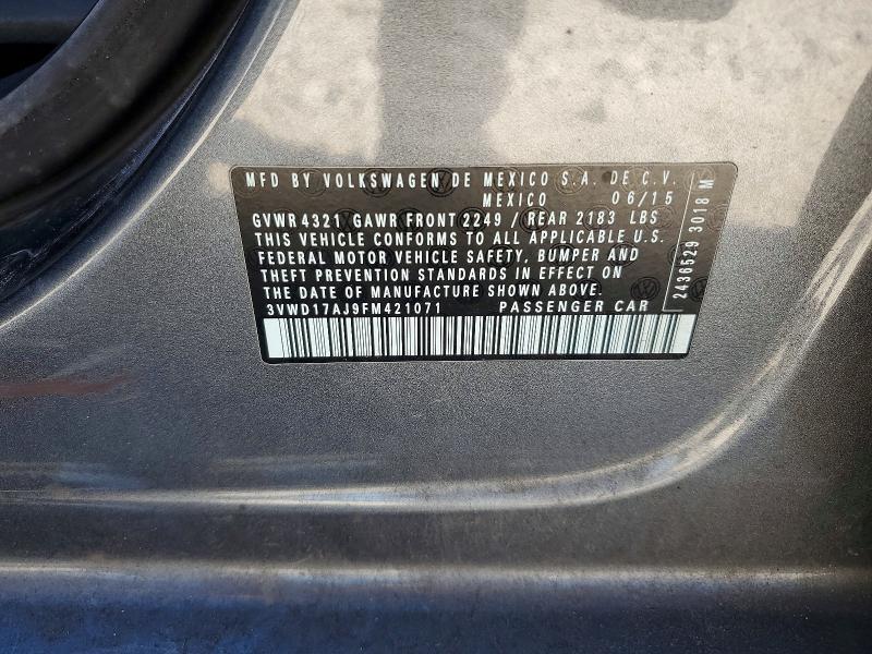 Продаж на аукціоні авто 2015 Volkswagen Jetta, vin: 3VWD17AJ9FM421071, номер лоту: 77435995