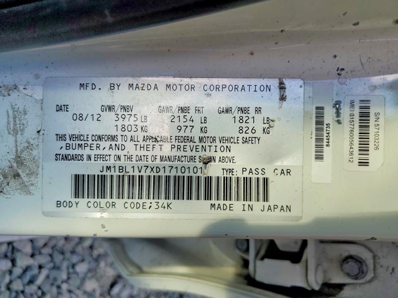 Продаж на аукціоні авто 2013 Mazda 3, vin: JM1BL1V7XD1710101, номер лоту: 73110535