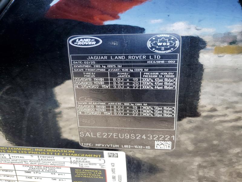 Aukcja sprzedaży 2025 Land Rover Defender, vin: SALE27EU9S2432221, numer aukcji: 76858705