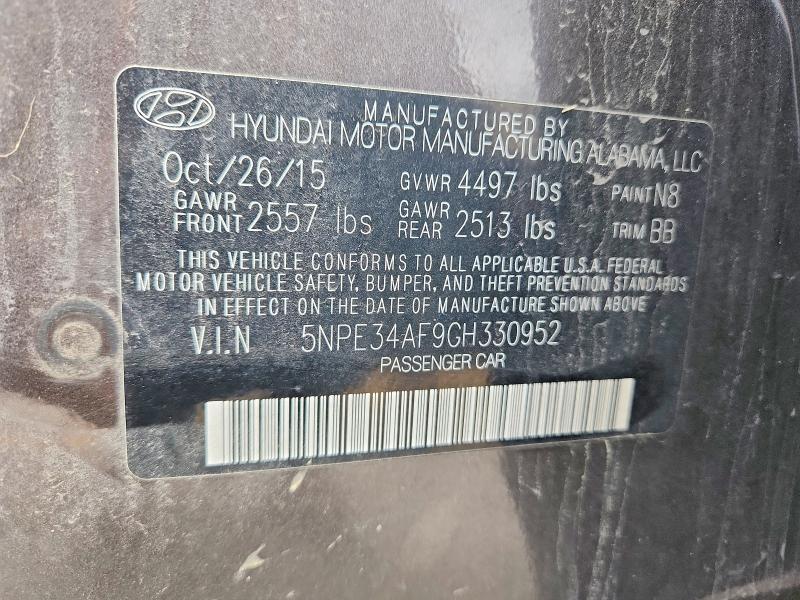 Продаж на аукціоні авто 2016 Hyundai Sonata, vin: 5NPE34AF9GH330952, номер лоту: 76406095