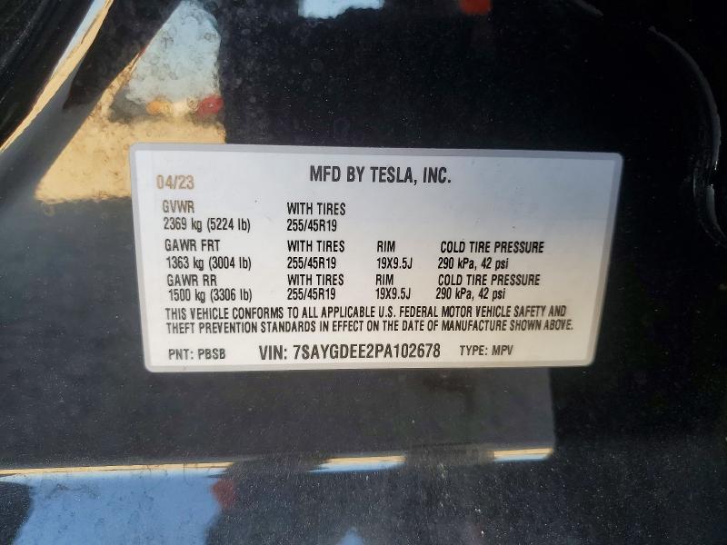 Продажа на аукционе авто 2023 Tesla Model Y, vin: 7SAYGDEE2PA102678, номер лота: 76474075