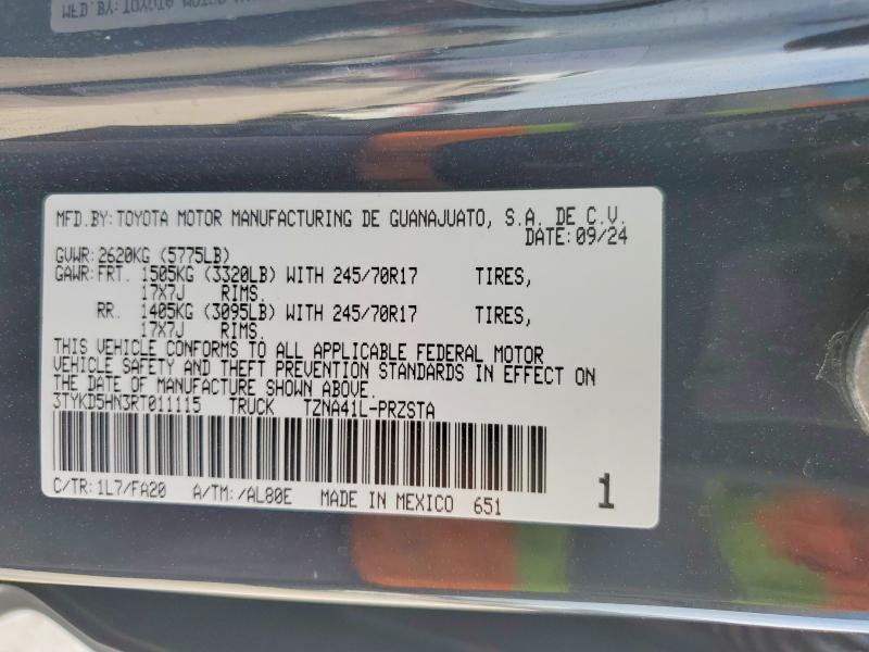 Aukcja sprzedaży 2024 Toyota Tacoma, vin: 3TYKD5HN3RT011115, numer aukcji: 79192345