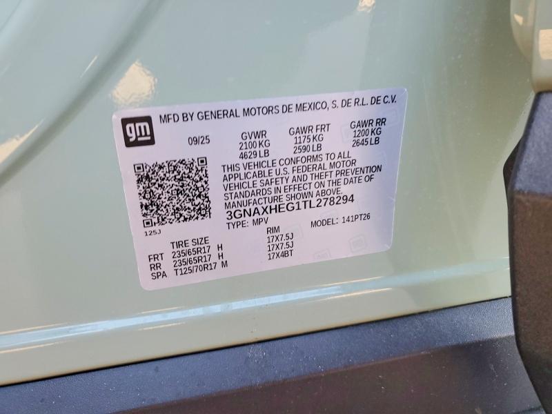 Aukcja sprzedaży 2026 Chevrolet Equinox, vin: 3GNAXHEG1TL278294, numer aukcji: 77369195