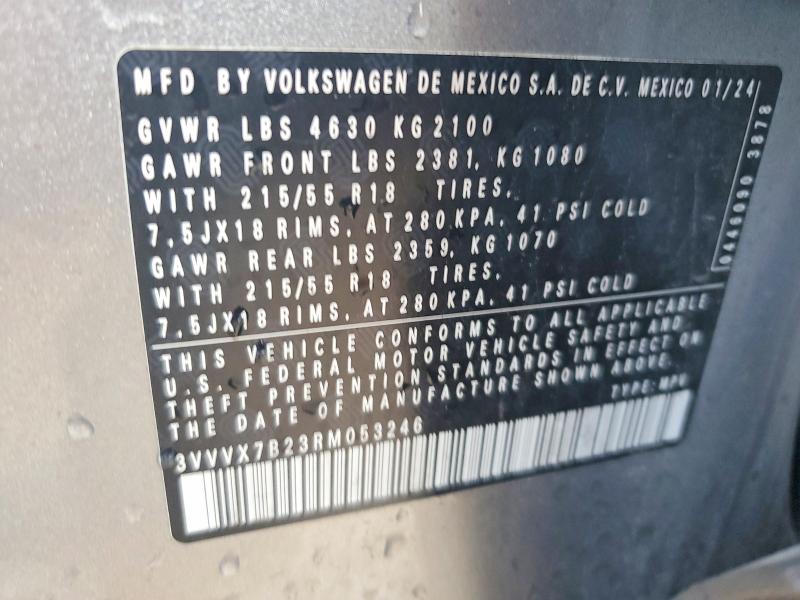 Продажа на аукционе авто 2024 Volkswagen Taos, vin: 3VVVX7B23RM053246, номер лота: 75761865