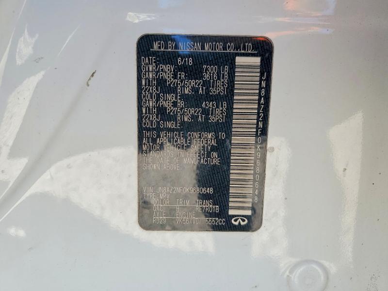 Aukcja sprzedaży 2019 Infiniti Qx80, vin: JN8AZ2NF0K9680648, numer aukcji: 77600645