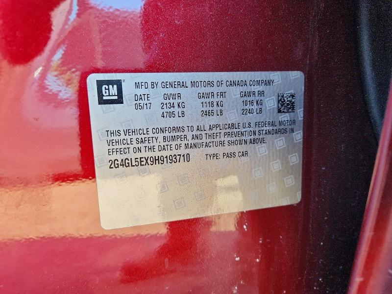 2017 Buick Regal მანქანა იყიდება აუქციონზე, vin: 2G4GL5EX9H9193710, აუქციონის ნომერი: 77495345