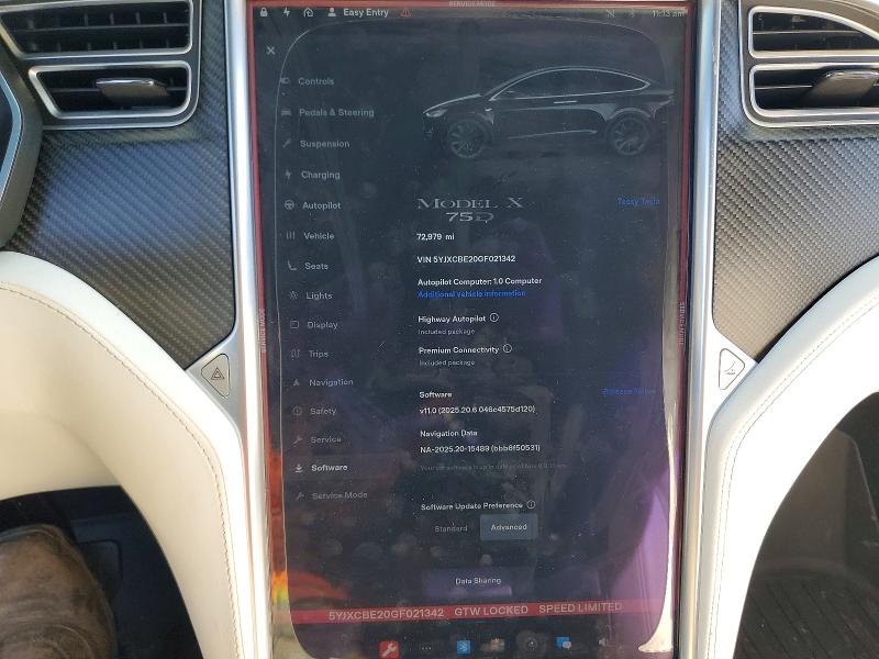 Продажа на аукционе авто 2016 Tesla Model X, vin: 5YJXCBE20GF021342, номер лота: 77607015