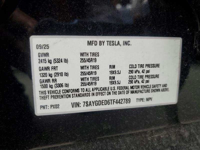 Aukcja sprzedaży 2026 Tesla Model Y, vin: 7SAYGDED6TF442789, numer aukcji: 75821275