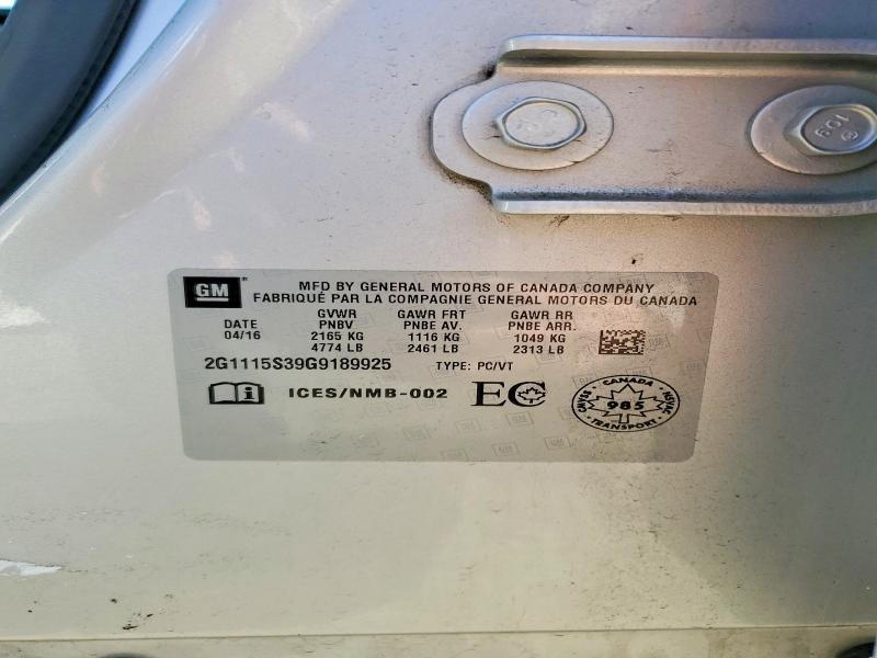 2016 Chevrolet Impala მანქანა იყიდება აუქციონზე, vin: 2G1115S39G9189925, აუქციონის ნომერი: 79347115