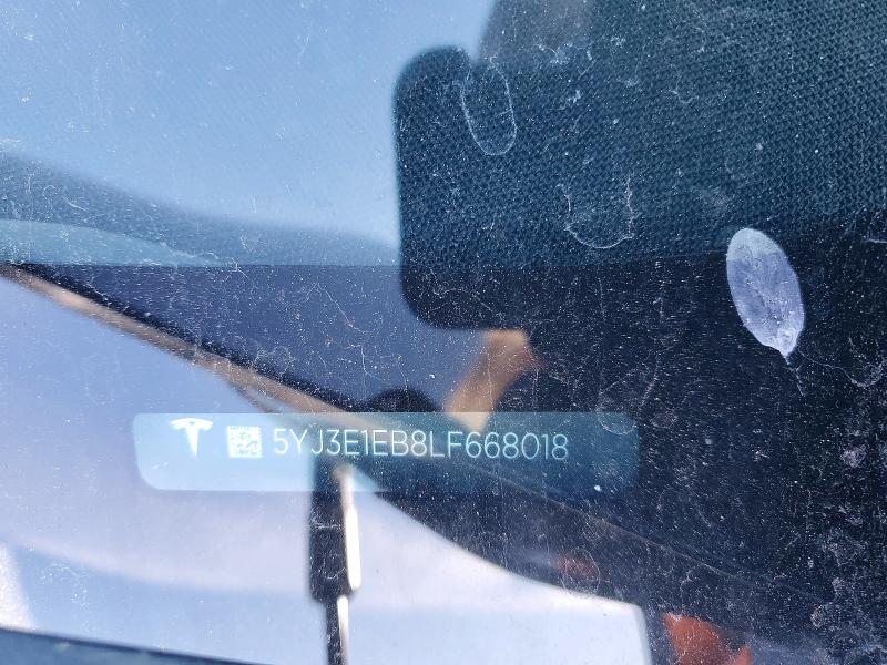 2020 Tesla Model 3 მანქანა იყიდება აუქციონზე, vin: 5YJ3E1EB8LF668018, აუქციონის ნომერი: 77277735